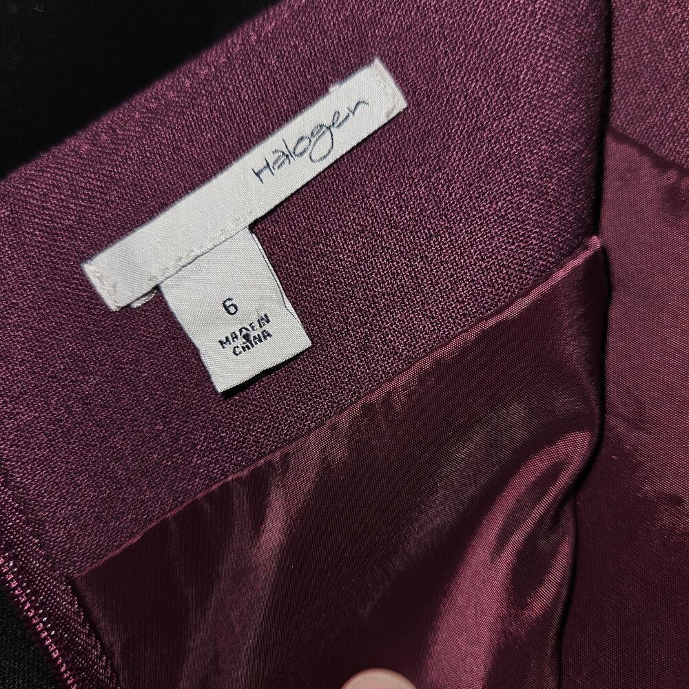 Halogen High Rise Pencil Skirt Black Maroon Colorblock Panel Skirt Size 6 - Picture 7 of 8
